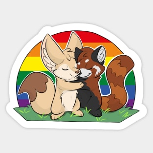 LGBTQIA+ - Fennec Fox + Red Panda Hug Sticker